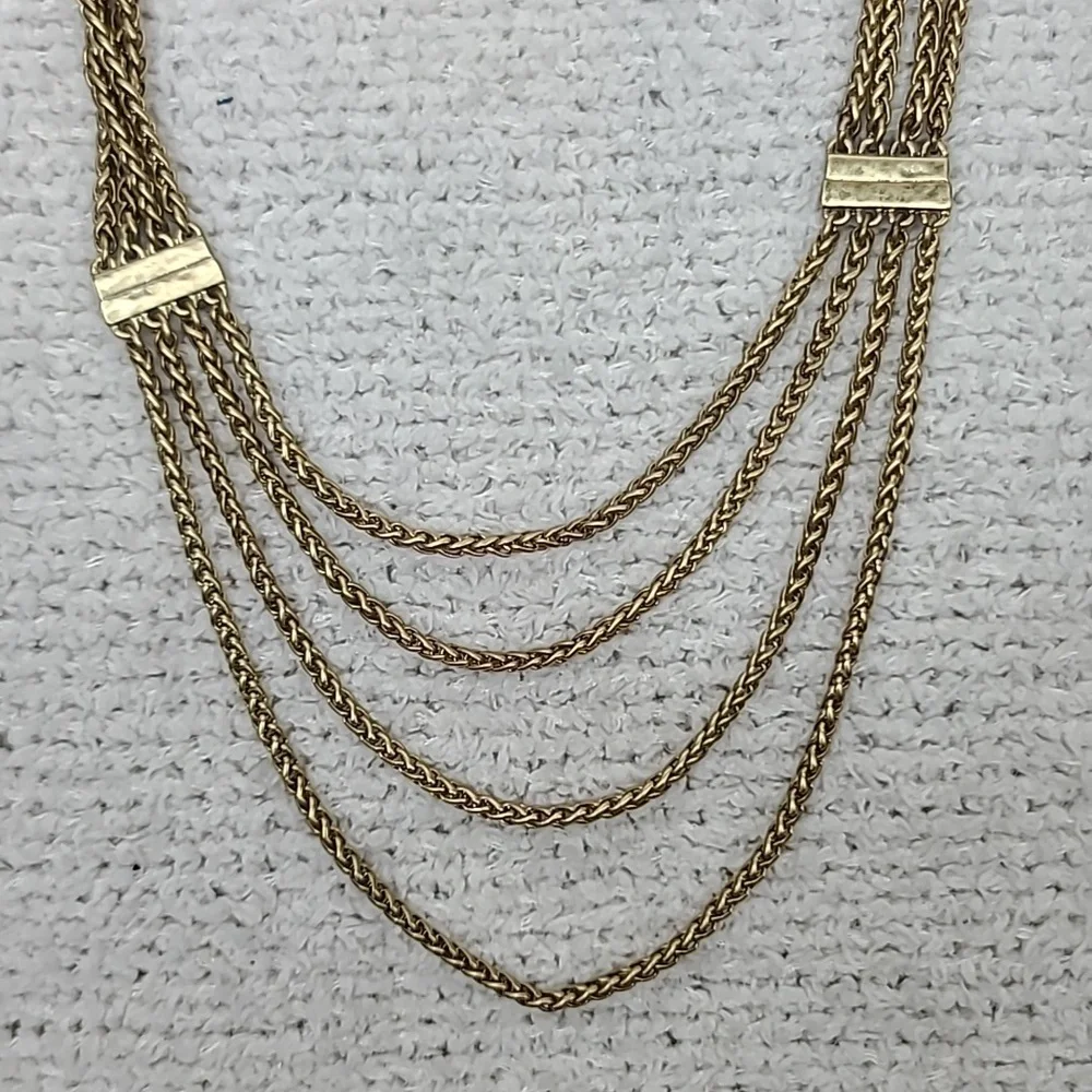 Lucky Brand Semi Precious Accents Gold Toned Multi Layered Chain Necklace NWT